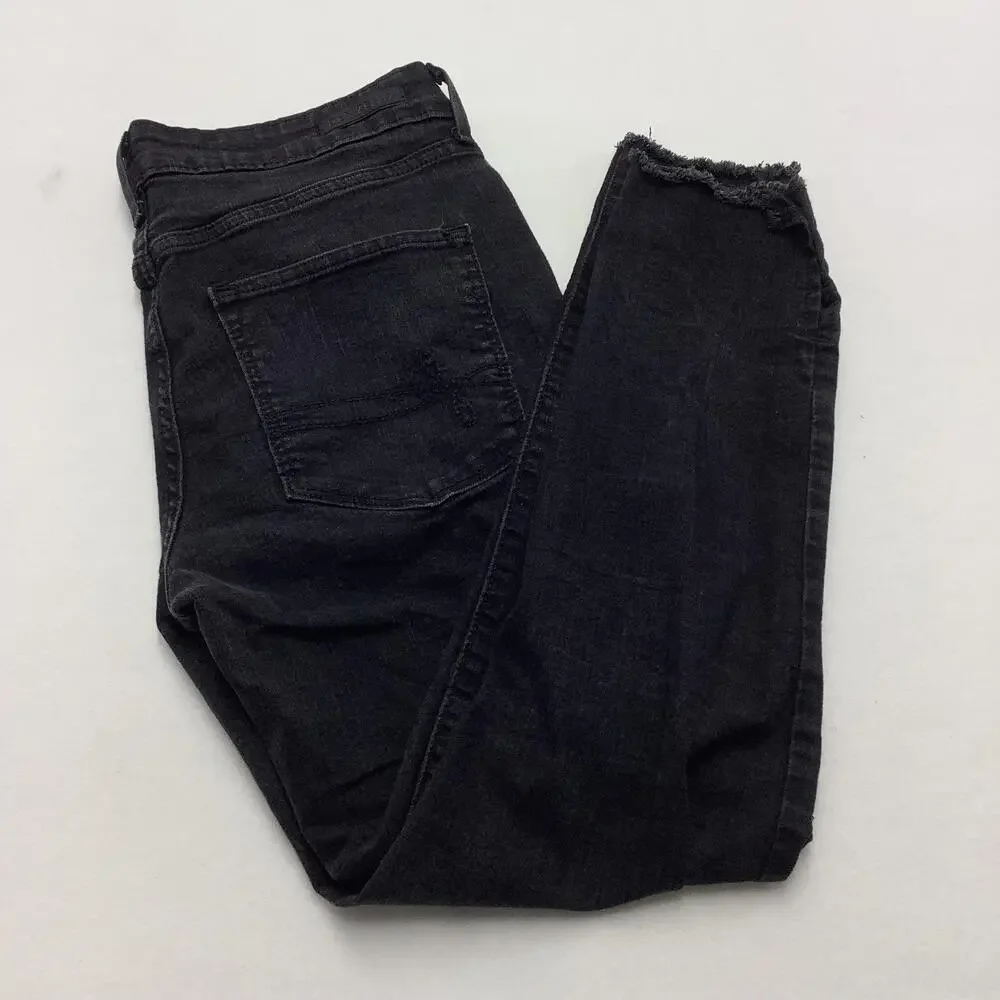 Denizen From Levis Ankle Skinny Jeans Womens 10 Black Charcoal Wash Distressed